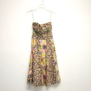 Nanette Lapore Silk Floral Tie Back Strapless Dress Size 2